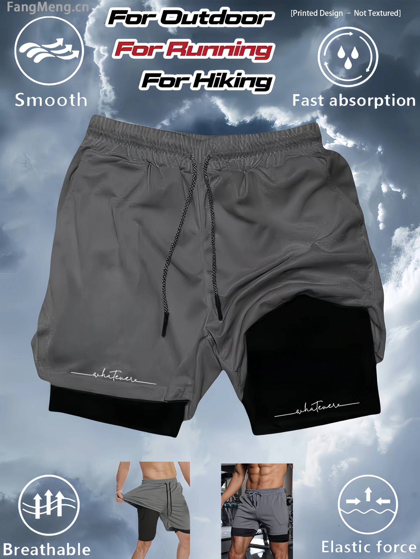 Summer Men Running Shorts Fitness Gym Training 2 in 1 Sports Shorts Quick Dry Workout Jogging Double Deck Shorts