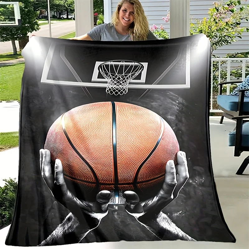 Cool Basketball Throw Blanket Vibrant Orange Splash Paint Graffiti Art Artistic Decorative Bedding Blankets Couch Sofa Room