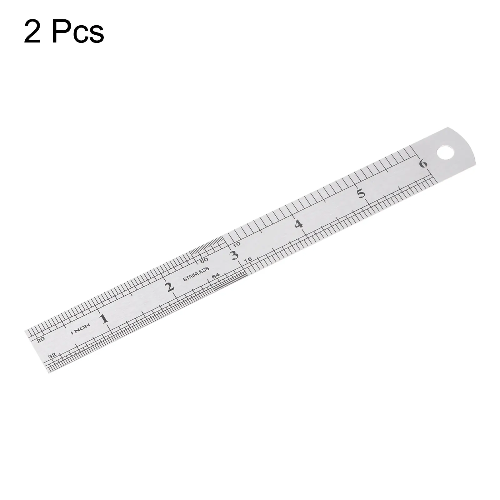 2pcs Stainless Steel Ruler 6-inch/15cm Metal Rulers 0.75" Wide, Inch and Metric Graduation Straight Edge Measuring Tool