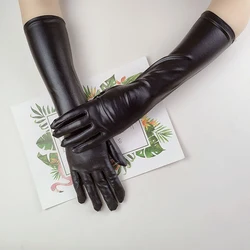 Sexy Patent Leather Gloves Halloween Cosplay Full Finger Long Tight Bright Leather Coating DS Pole Dance Nightclub Performance