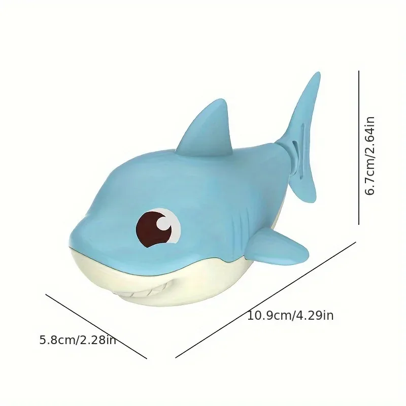 Brinquedo de brincar aquático para bebê de tubarão de desenho animado com corrente de corda, brinquedo de praia ao ar livre, brinquedo de chuveiro, brinquedo de banho, 1 peça