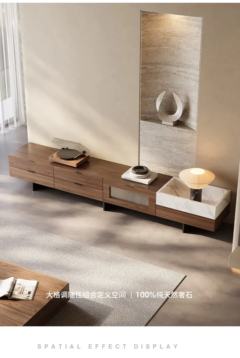 b11-7.2 TV Cabinet Minimalist Living Room Villa Simple Modern Marble Storage Floor Cabinet