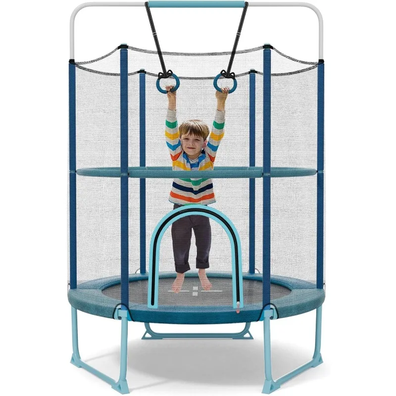 

Goplus 60'' Trampoline for Kids, 3-in-1 Toddler Trampoline w/ Gymnastic Bar,Safety Enclosure Net, 5 FT Indoor Outdoor Trampoline