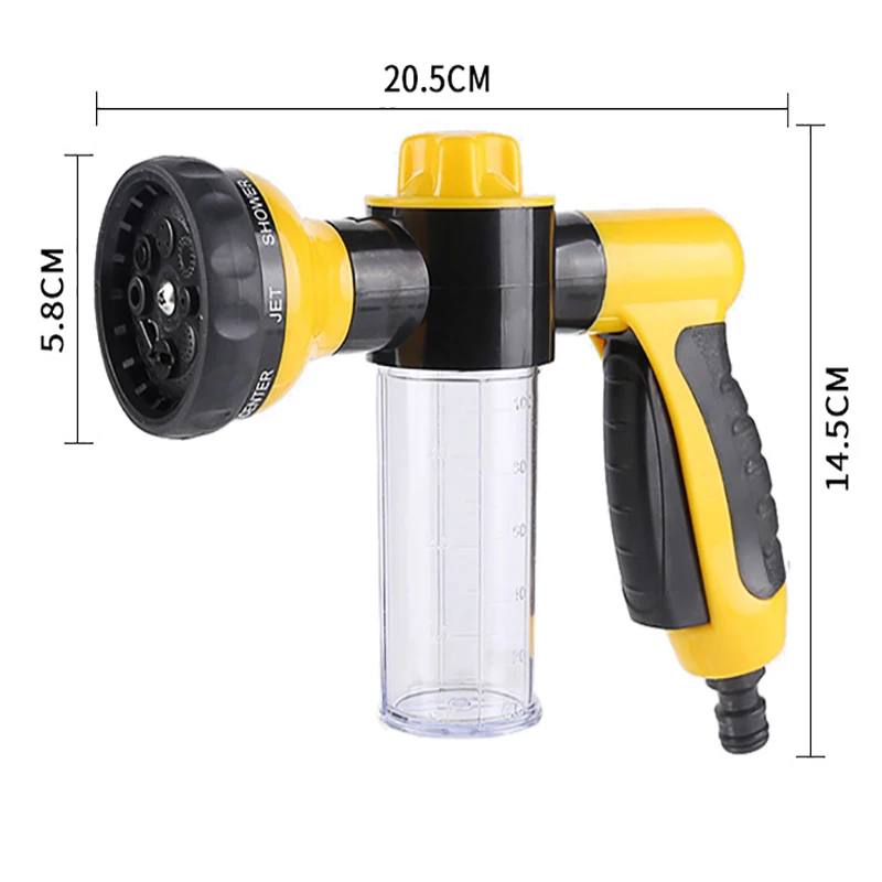 Multifunctional Adjustable Mode Water Guns Nozzle Hose Washer Watering Jet Sprayer with Foam Container Fertilizer Tools