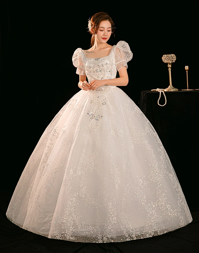 

XXN-996#Wedding Dress 2025 New Bridal High end French Long Bridal Puff Skirt Place Sequin Dress Luxurious Cheap Wholesale Women