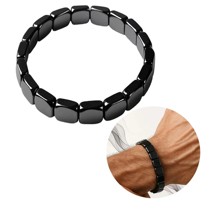 Hematite Brace Reclaim Your Edge & Confidence Natural Hematite Stone Beaded Stretch Healing Bracelets Inspirational Gift Jewelry