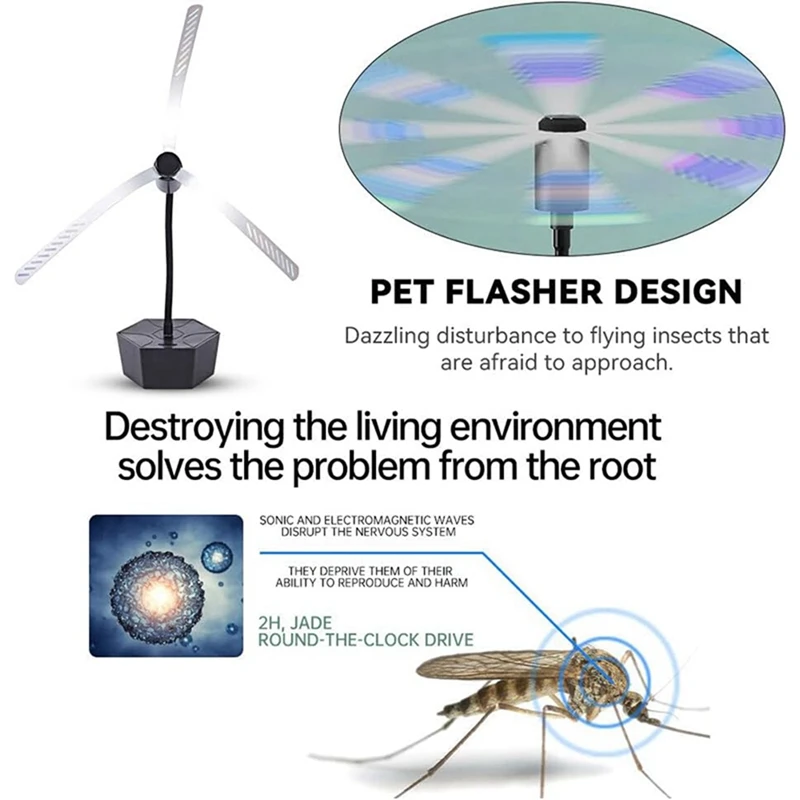 Fly Fans For Tables Portable Tabletop Fly Spining Fan Outdoor With Hook Bug Repellent Retractable Fly Fans