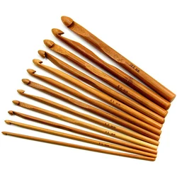 12pcs Bamboo Handle Crochet Hook Knit Craft Knitting Needle Weave Yarn 3-10mm for Handcrafted Knitting Needles Weave Yarn Craft