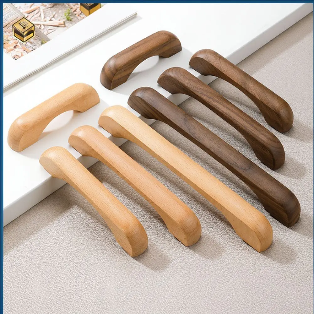 For For Yingdun Wooden Furniture Pulls Natural Beech Walnut Handle Minimalist Kitchen Cupboard Drawer Knob Hardware Decor