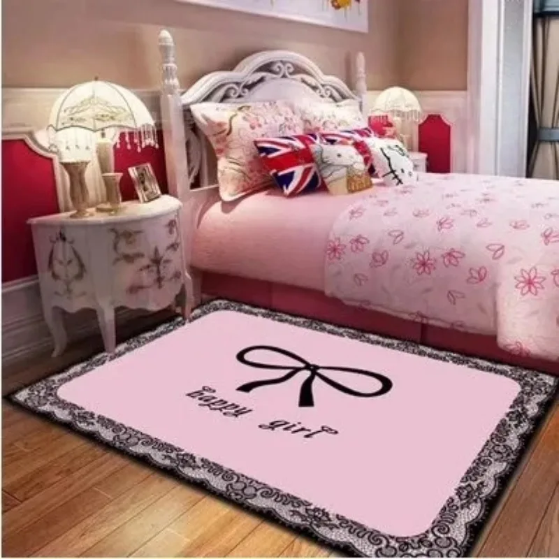 Rugs Cartoon Cute Pink Girl Heart Princess Bedroom Decoration Bed Full Carpet Living Room Coffee Computer Desk Mat Home Dresser