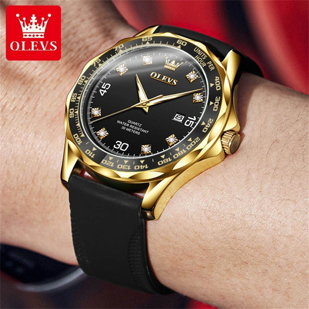 OLEVS 9988 Sport Quartz Watch Gift Rubber Watchband Round-dial Wristwatch Calendar