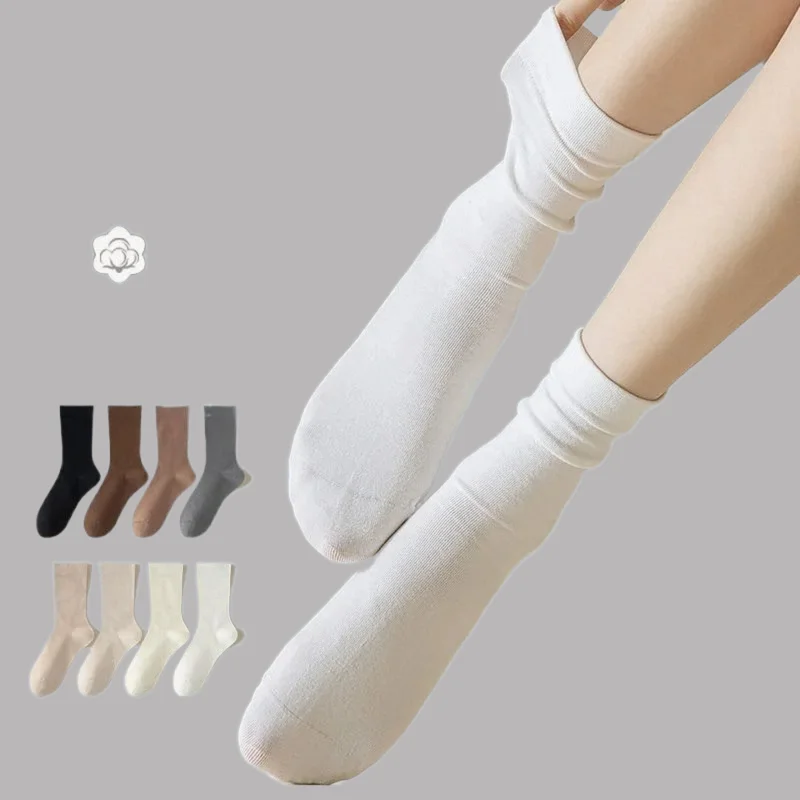 6/12 Pairs Summer Mid-tube Women's Comfortable Socks Solid Color Cotton Women Boat Socks Breathable Socks Women's Sports Socks