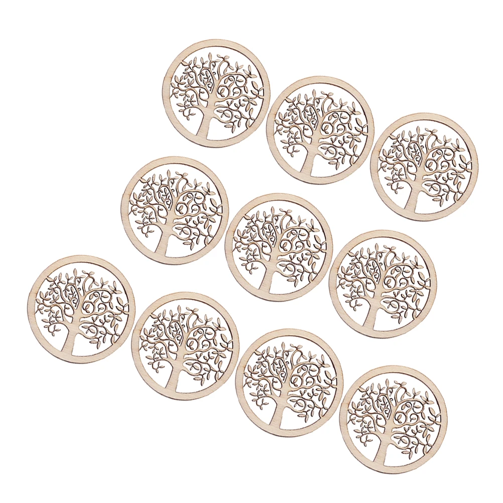 

10pcs Round Wood Slice Pendant Craft Decoration DIY Wooden Pieces Embellishments Tree of Life Sewing Supplies Accessories