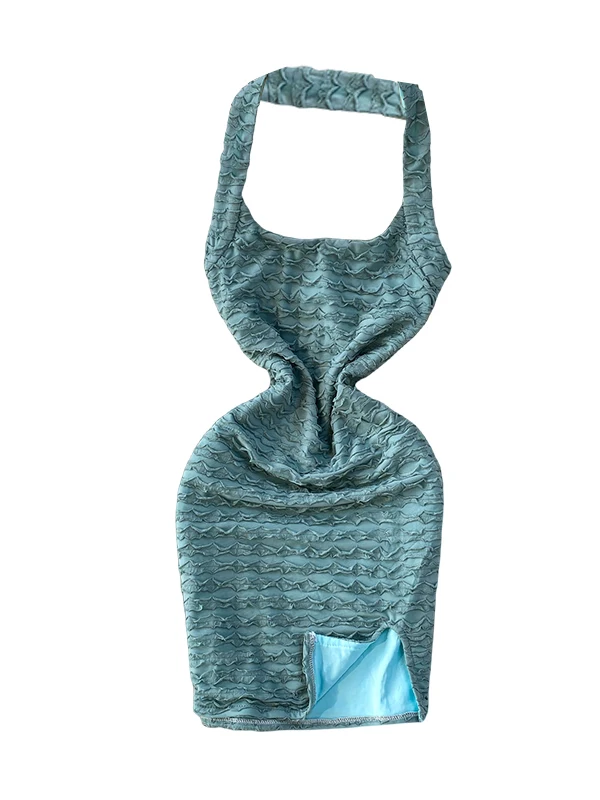 Sexy Bal Ne Hanging Dr femmes coupe ajustée Ele fente ort jupe t-shirt motif ondulé dimensionnel taille haute Ele...