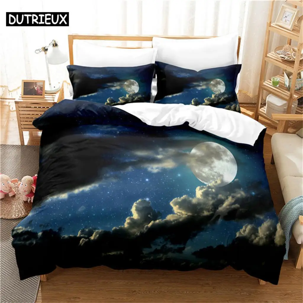 

Moon 3Pcs Bedding Sets 3D Digital Printing Custom Quilt Duvet Cover Set Home Queen King Quilt Pillowcase