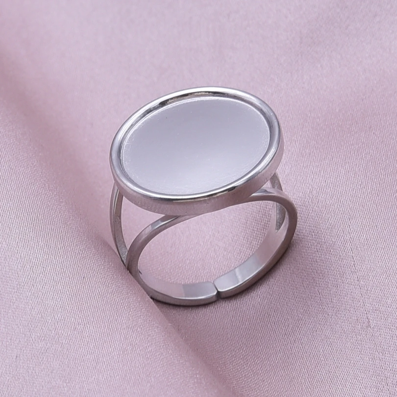 Elliptical Smooth Bright Surface Double Deck Metal Ring Openingadjustable Stainless Steel Couple Retro Wedding Rings Set Gift