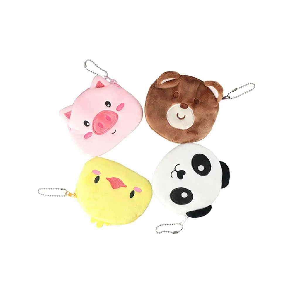 Kawaii Cartoon Panda Plush Coin Purse Bear Pig Plush Zero Wallet Earphone Bag Zero Wallet Cartoon Storage Bag Kids