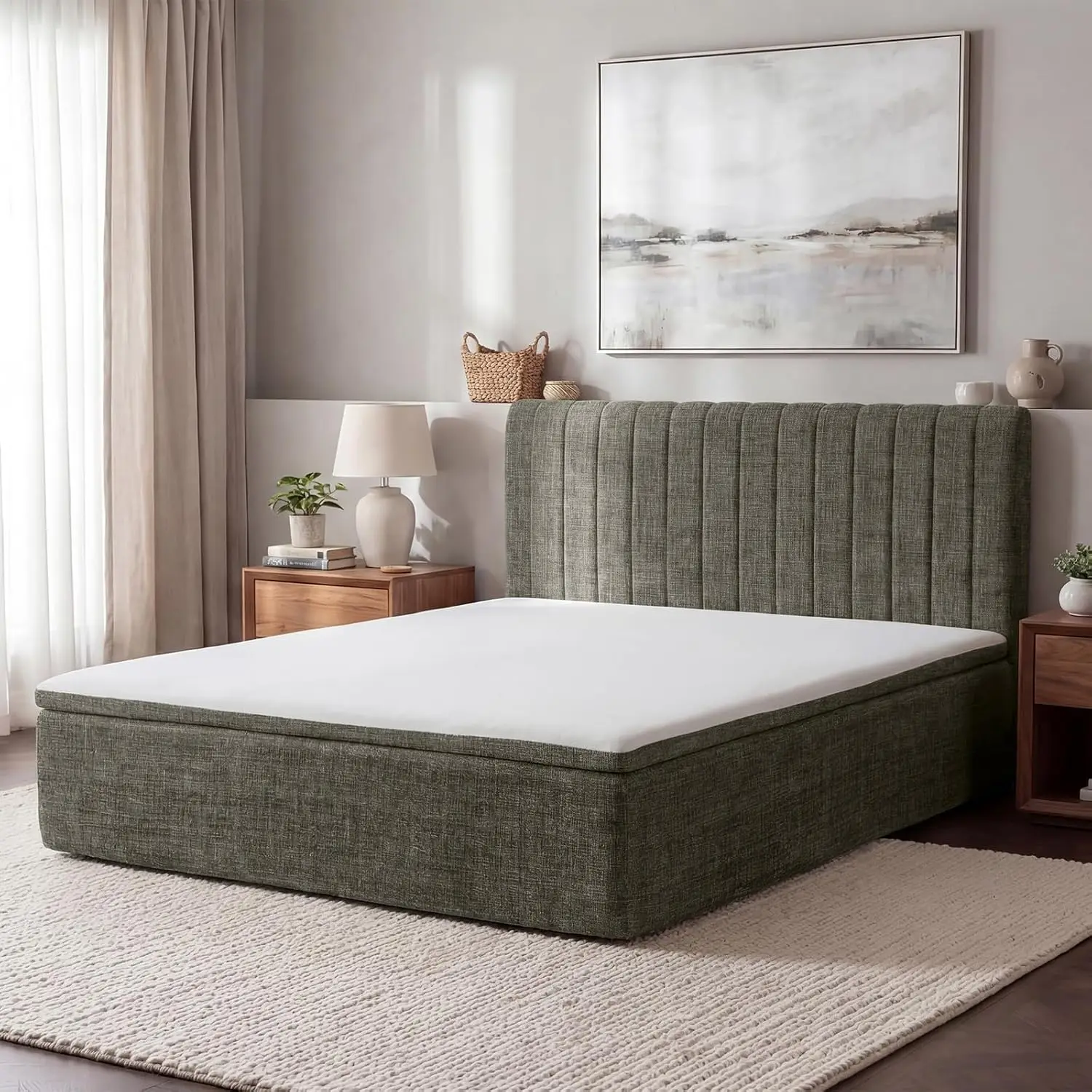 Full Compression Bed Boneless Frame with Mattress & Headboard, Customized