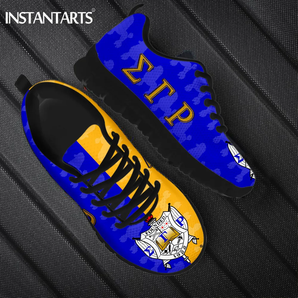 INSTANTARTS Sigma Gamma Flag Sneakers for Women Classic Flats Lightweight Round Toe Mesh Walking Vulcanized Shoes Men's Tennis