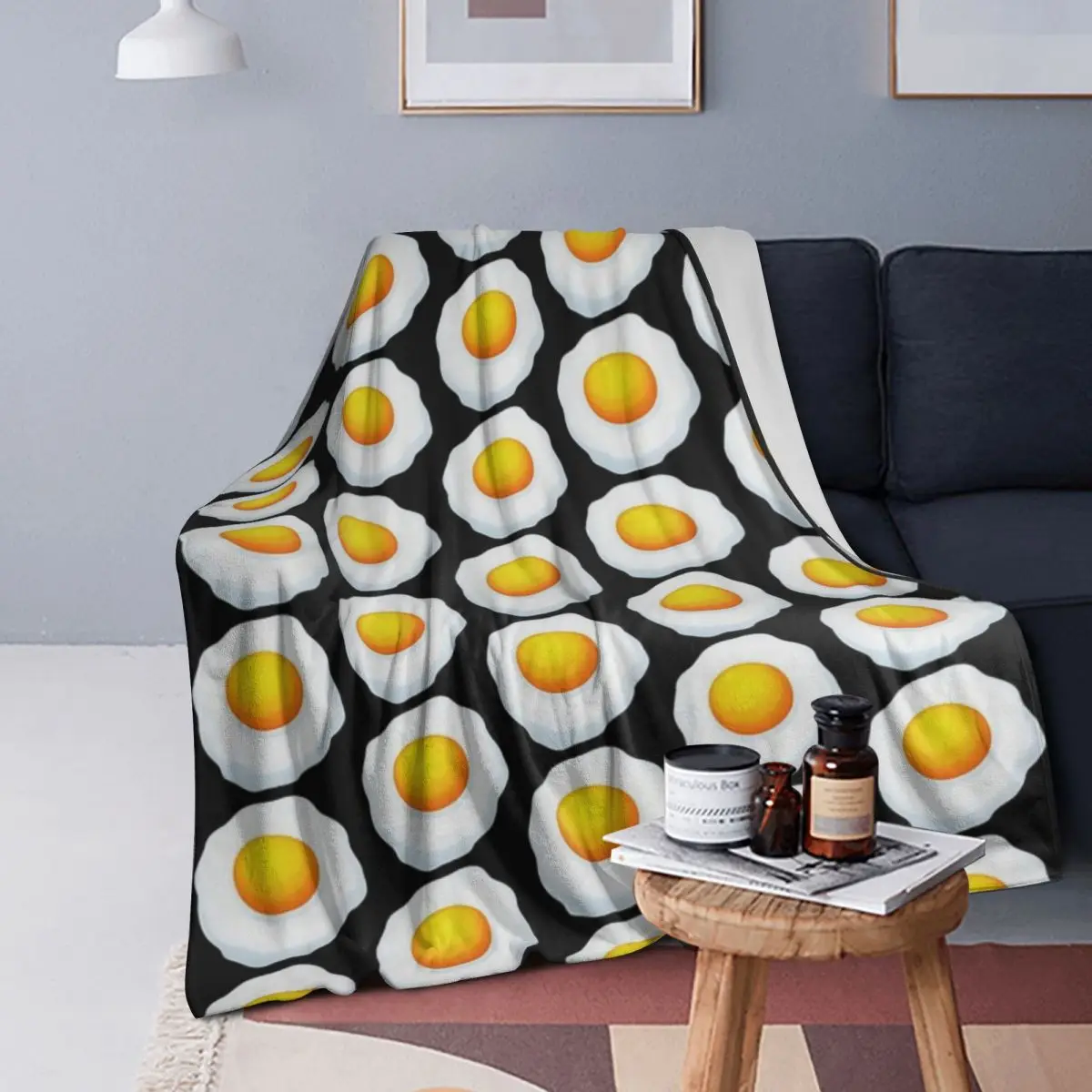 

Fried Egg Blanket Soft Warm Flannel Throw Blanket Plush for Bed Living room Picnic Travel Home Couch
