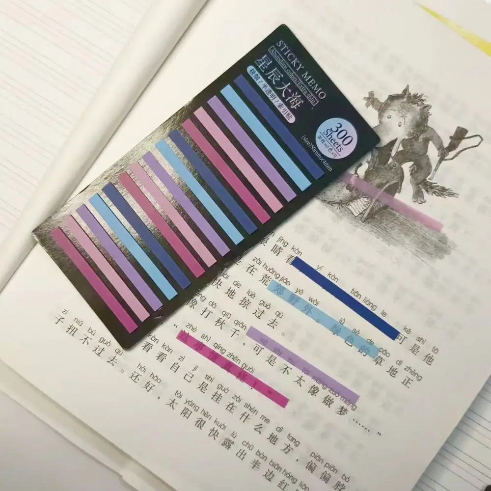 Reading Label 300 Sheets Rainbow Index Memo Pad PET Kawaii Sticky Notepads Stationery Index Stickers Children
