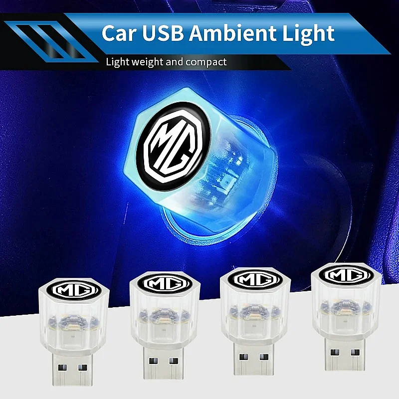 Plug In Mini USB LED Ambient Light For MG GT ZS HS MG4 MG5 Mulan, MG Logo Car Interior Socket Night Lighting Accessories