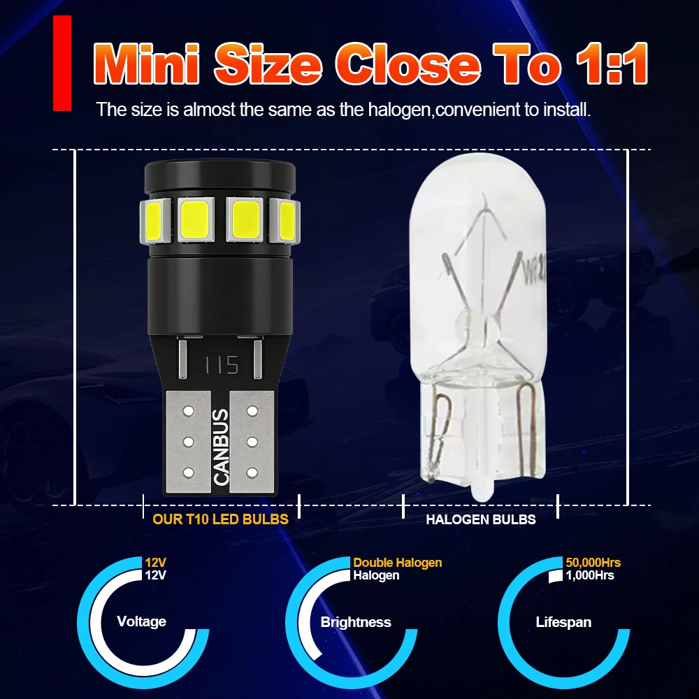 2X 6000K Car Led Bulbs T10 W5W Clearance Lights For Infiniti FX 2009 2010 2011 2012 2013 Width Side Marker Position Signal Lamp