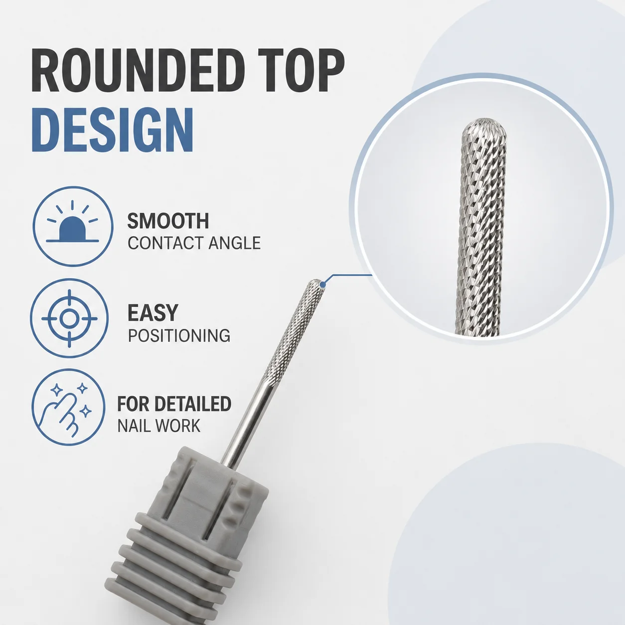 1PC Natural Nail Buffer Bit Steel Extra Fine Cross Cut 3/32 Inch Shank Manicure Drill Burr Tool for Electric Nail Drill