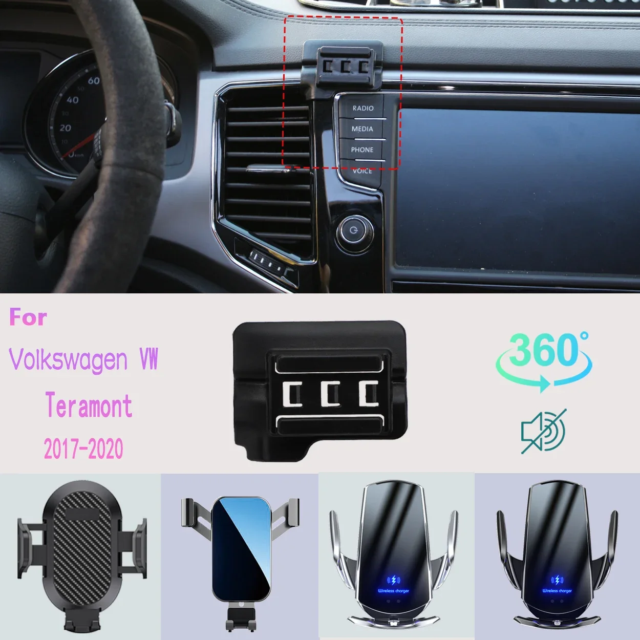 

Car Phone Holder For Volkswagen VW Teramont 2017 2018-2020 Mobile Phone Support Car Mounts Wireless Charging Car Accessories