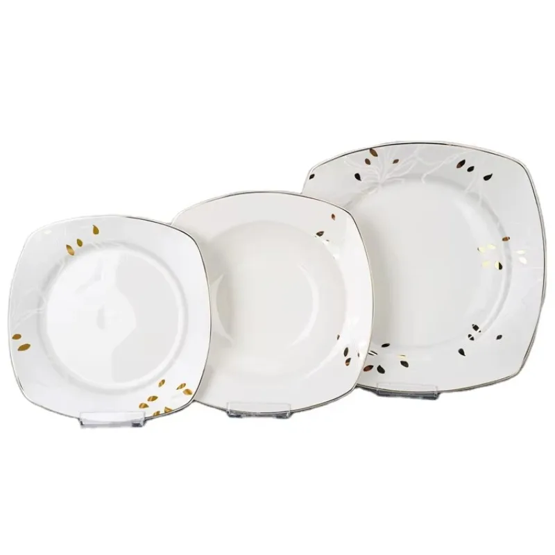 New Design Plate Set Ceramic Dinner Square Plate Tableware Deluxe Set with Color Box Packaging