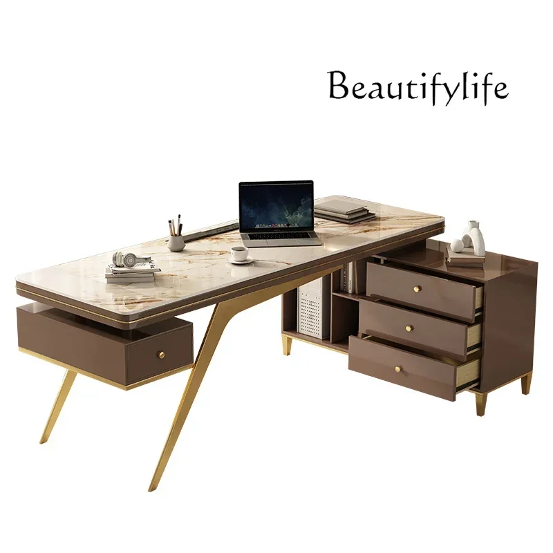 

C40 Light Luxury Desk Corner High-end Home Study Rock Slab Computer Table Modern Simple Designer