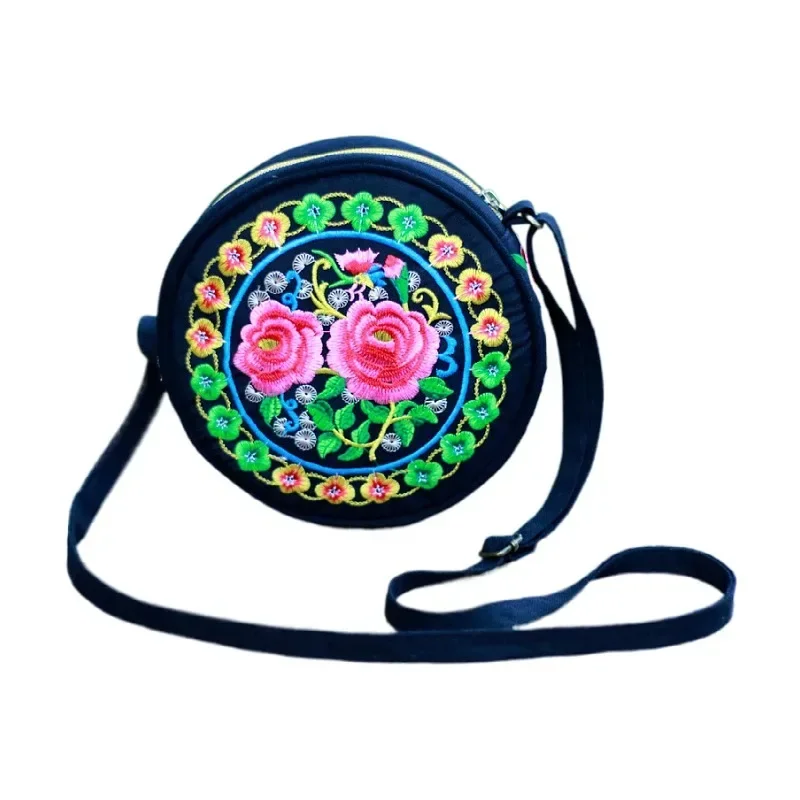 Lady Cell Phone Bag Crossbody Shoulder Wallet Purse Handbag Pouch Ethnic Style Embroidered Bag Flip Canvas Bag Retro Small Bolsa