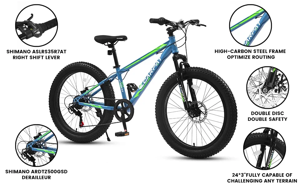 Current Stock in US 24 Inch 21 Speed Full Suspension Bicicletas Mountain 3.0 Fat Bike