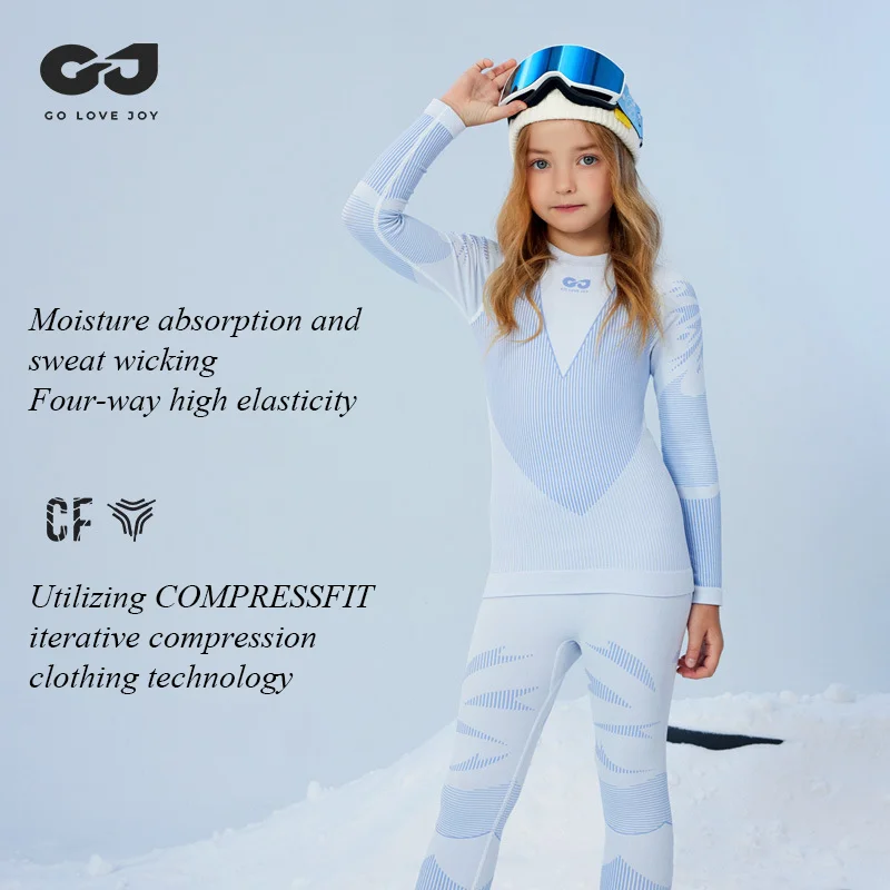 Thermal Underwear Set, Skin-friendly Sports Underwear Base Layer Winter Ski Hunting Gear for Boys Girls