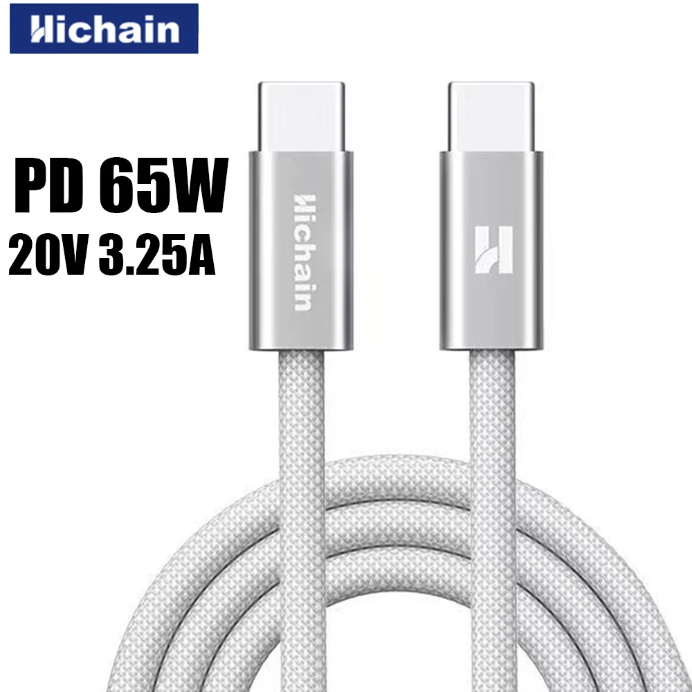 Hichain PD 65W Кабель для быстрой зарядки USBC To Type C Кабель для передачи данных для iphone Для Samsung Для Xiaomi Для Huawei Планшеты Ноутбук 1,2M/2M