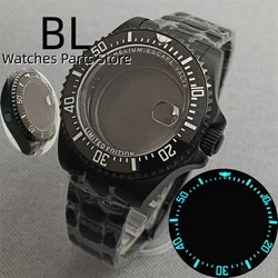 BLIGER 43mm Black Coating Watch Case For Diving Watch With AR Blue Sapphire Glass For NH34 NH35 ETA2824 2836 Miyota Mingzhu