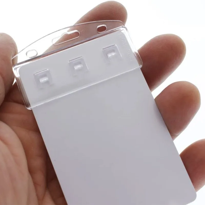 1pc Half Card ID Badge Holder For Swiping Scanning Standard Frosted Rigid Card-Horizontal Office Suppliers