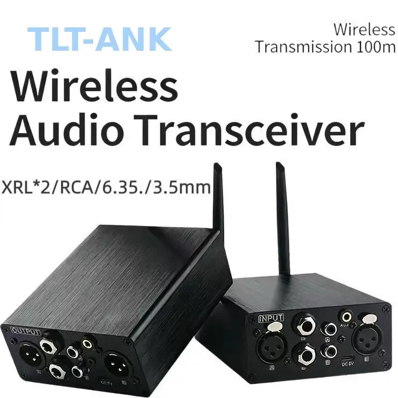 Wireless XLR Audio Extender RCA Transmitter and Receiver 100M Adapter RX/TX 6.5mm