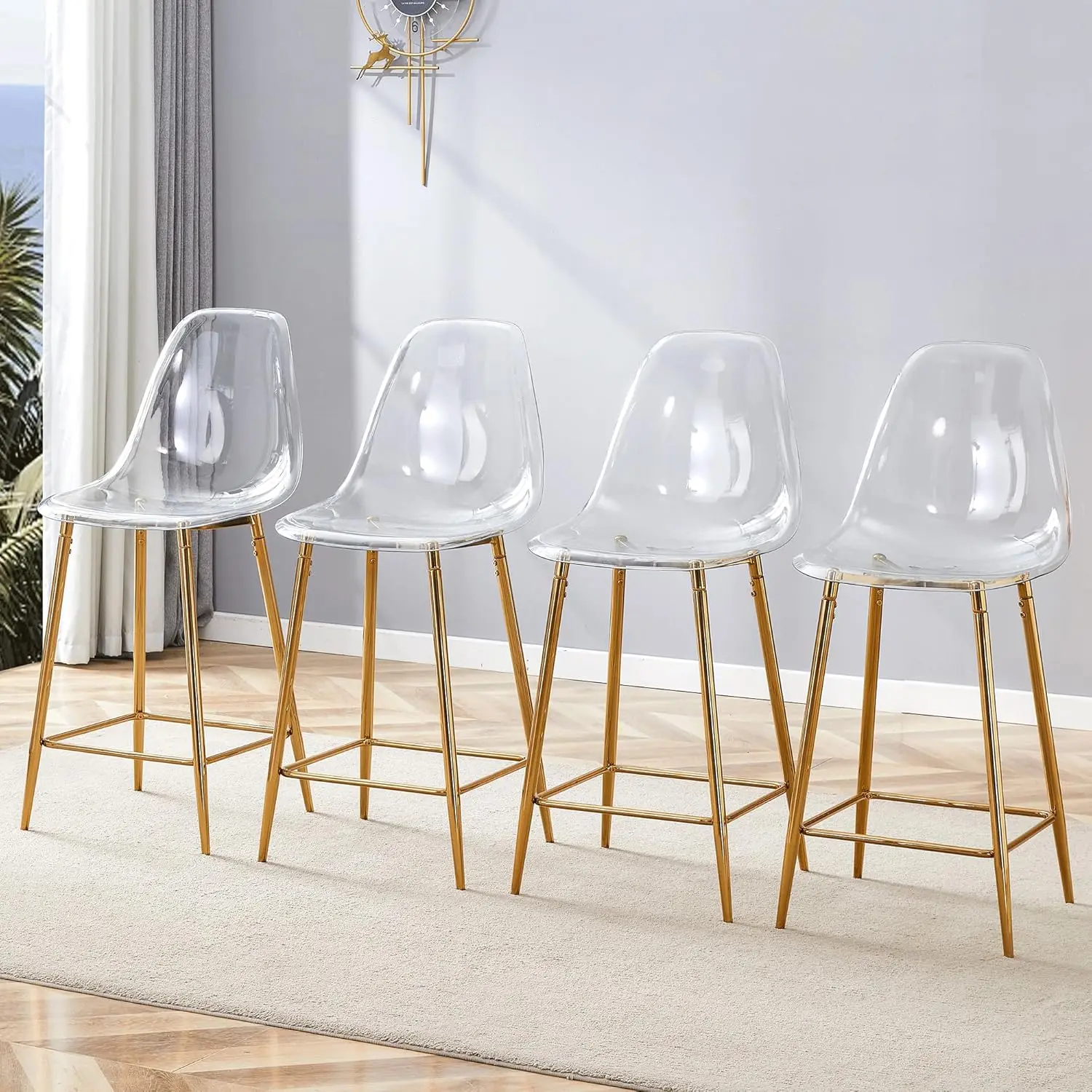 

Прозрачные акриловые барные стулья, современные барные стулья высотой до столешницы с ножками из углеродистой стали, прочные и легко моющиеся, на заказ