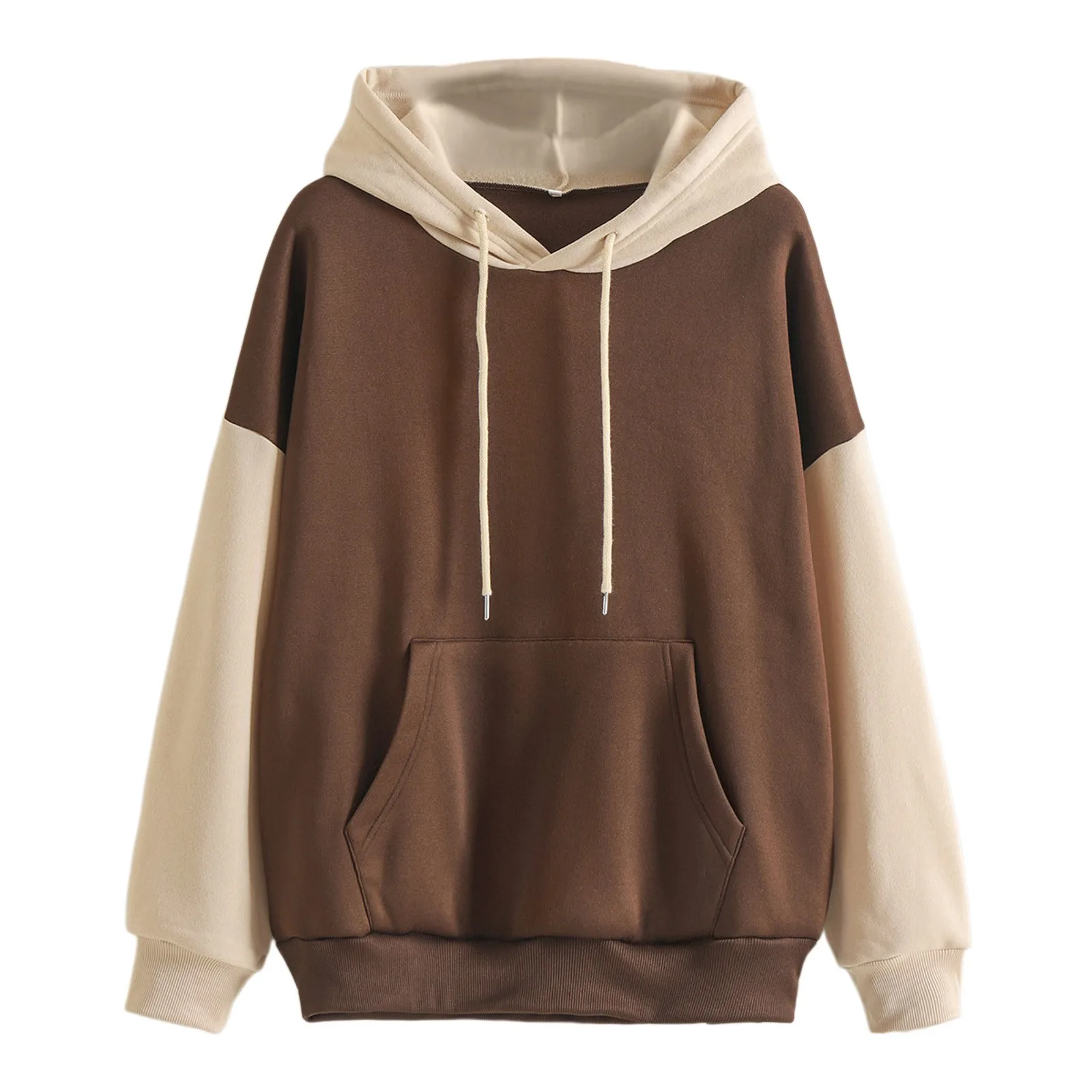 Sweat à capuche à manches longues pour femmes, sweats à capuche patchwork, vêtements streetwear, chemisier décontracté à bretelles, épissure, automne, hiver