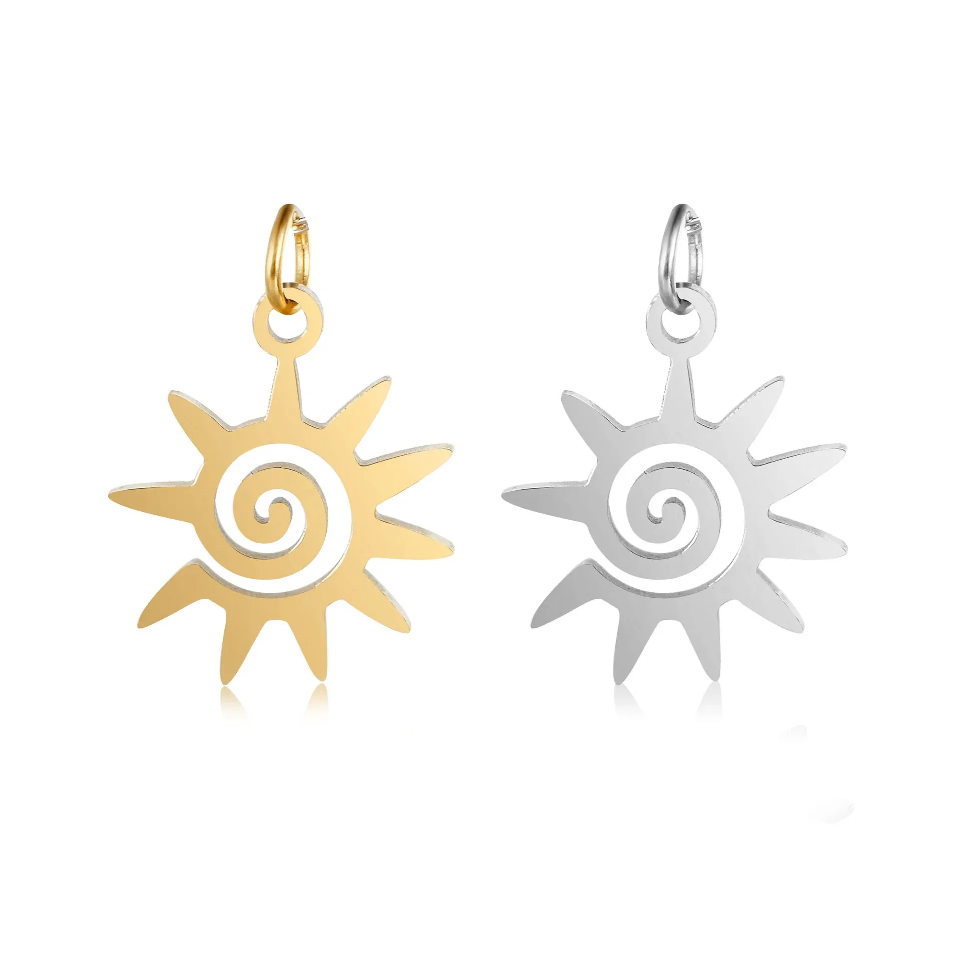 WZNB 5Pcs Celestial Sun Charms Vortex Stainless Steel Pendant for Jewelry Making Handmade Earring Necklace Diy Accessories