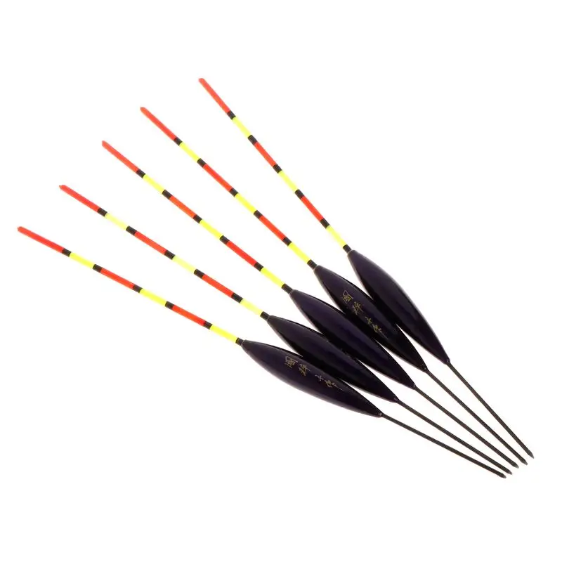 5Pcs Fishing Float Buoys Wood Fluorescent Tail Stick Float Fishing Float Bobbers Ice Fishing Luminously Accessories