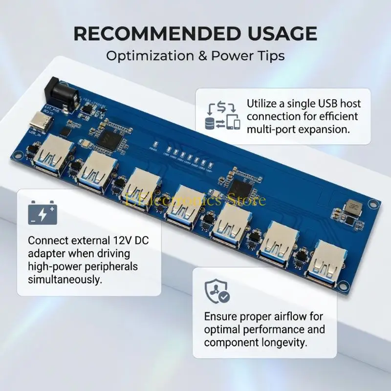 B03C Type C Input VL817 USB Hubs Board with 7 Type-A Peripherals Output Port