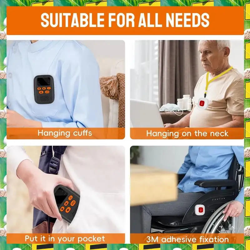 3C Electron Wireless Caregiver Call Button SOS Emergency Monitor With Vibration, Personal Caregiver Pager For Elderly Care,Wirel
