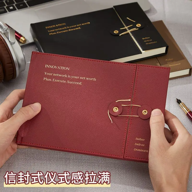 retro-notebook-journals-envelope-design-strap-notepad-pu-thickened-paper-lined-notebook-planner-notebooks-96sheets-192pages