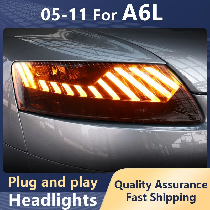 Car Headlights For AUDI A6L 2005-2011 C6 LED Day Running Lights Dynamic Turn Signa LED Bi Xenon Headlamp Auto Accessories