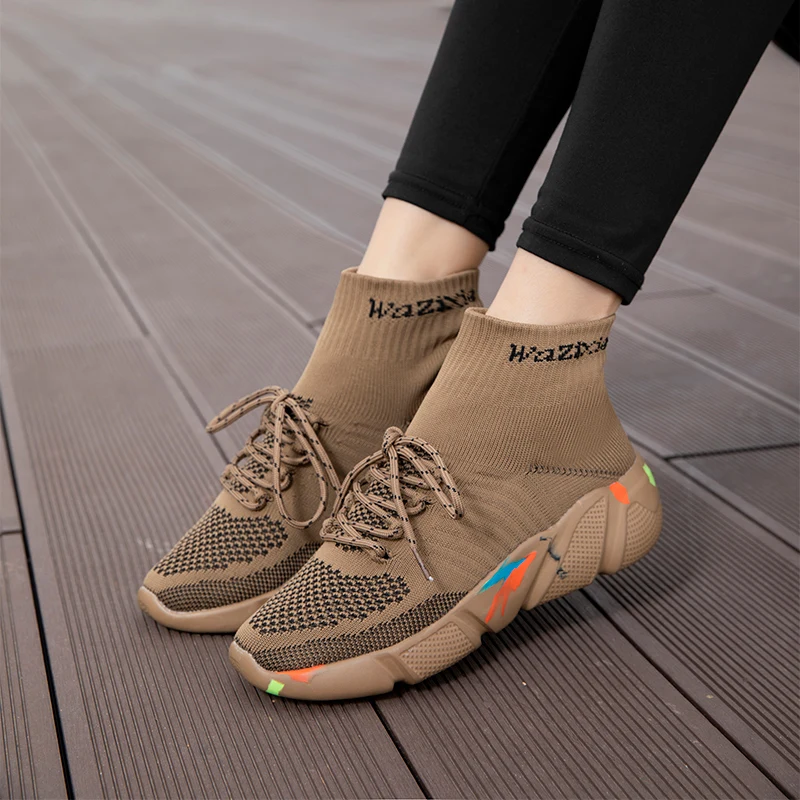 New High-top Sock Sneakers Men Soft Sports Walking Jogging Shoes for Women Spring Fashion Shoes Mesh Running Shoes Male Footwear