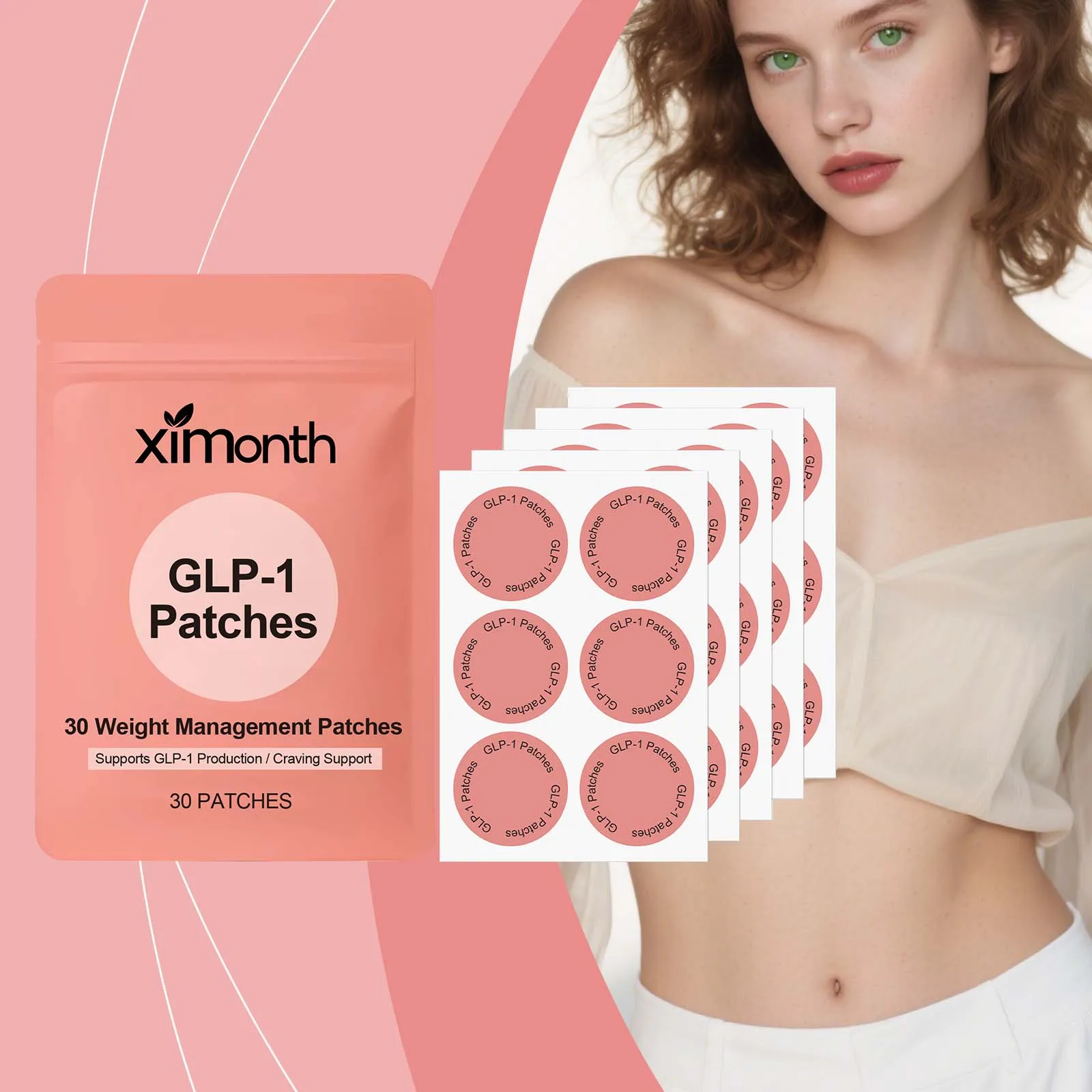 Ximonth Weight Loss GLP-1 Patches Body Slimming Shaping Control Appetite Improve Stomach Increase Fat Burning Weight Loss Patch