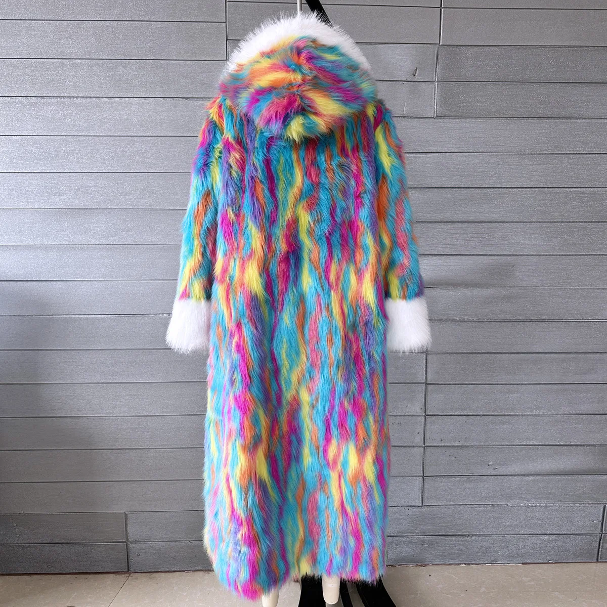Colorful Lapel Long Faux Fur Coat Woman Winter Thicken Furry Jacket Mongolian Fur Faux Coat New in Coats & Jackets