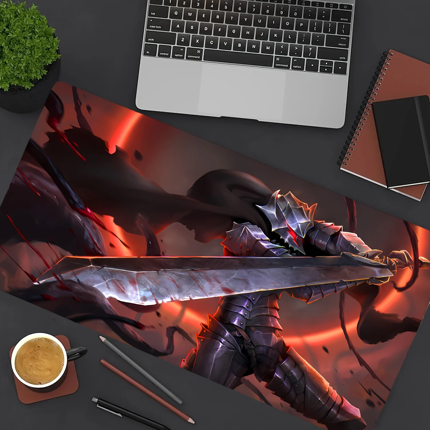 Berserker Anime Gaming Mouse Pad 900x400x3MM Large desk pad Non-Slip Rubber Base Stitched EdgesOffice and Desk Computer gamer Pc